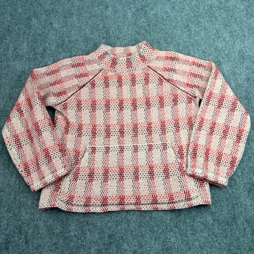 Anthropologie Field Flower Sweater Womens Small Plaid Knit Mock‎ Neck Pullover